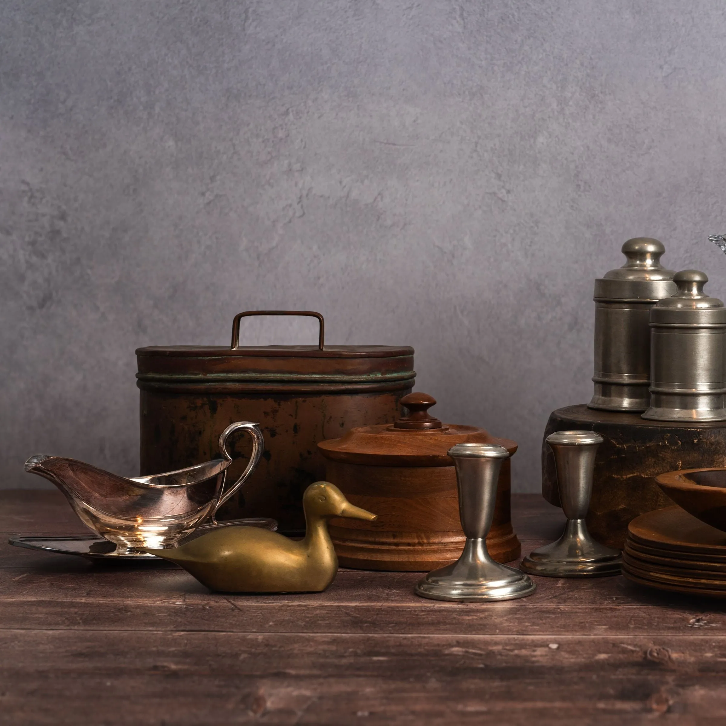 Set of Vintage Pewter Apothecary Jars