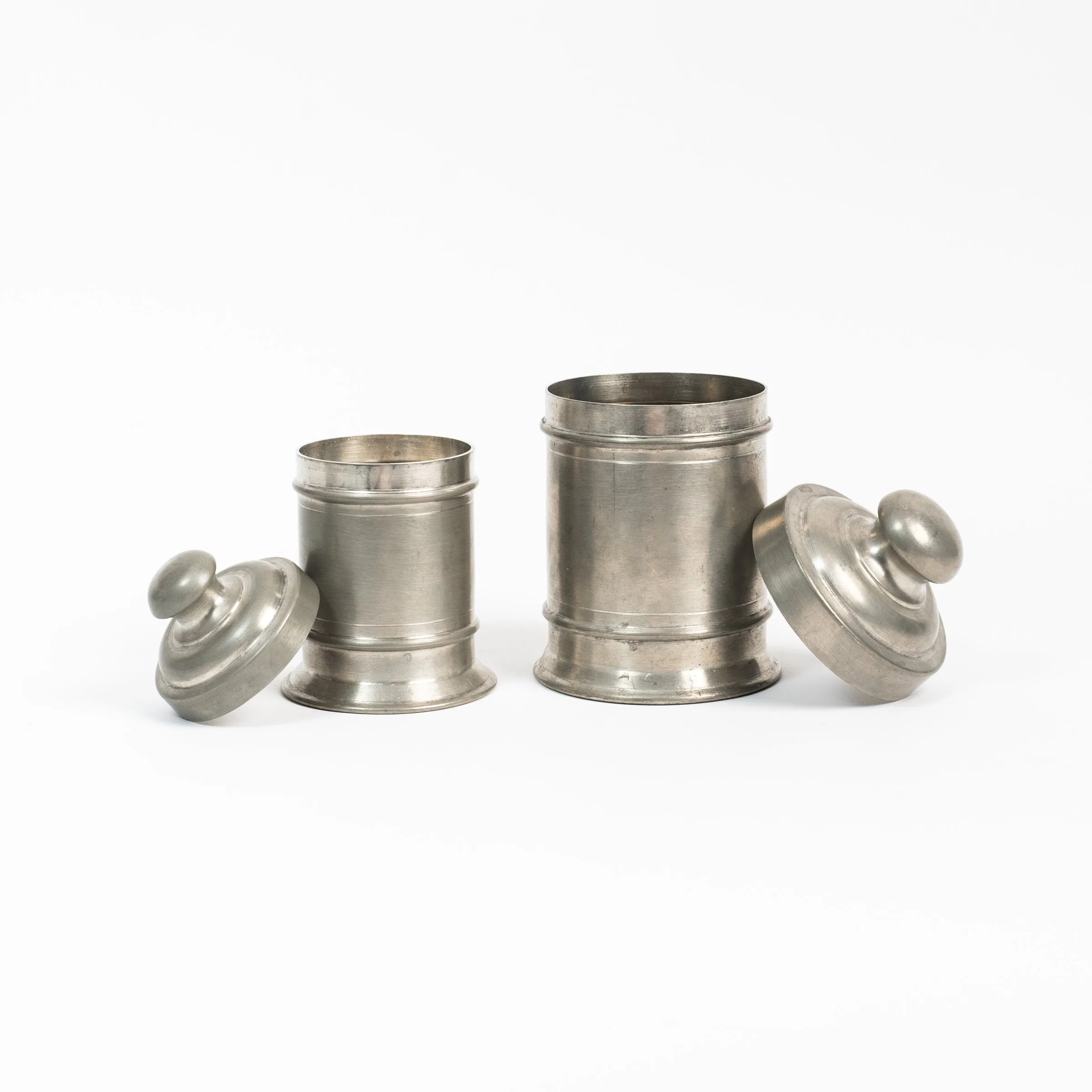 Set of Vintage Pewter Apothecary Jars