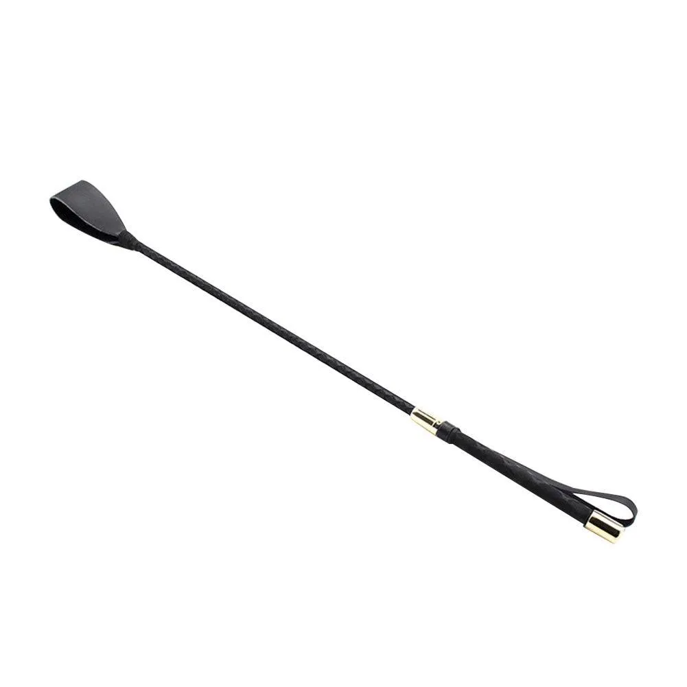 Spartacus Wide Tip Black Leather Riding Crop - 27"