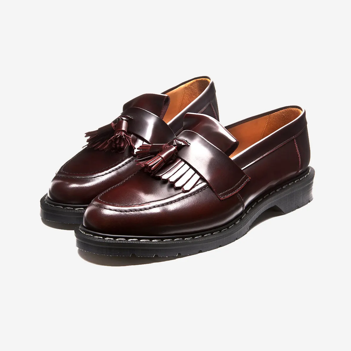 Tassel Loafer with Long Fringe - Burgundy Rub-Off