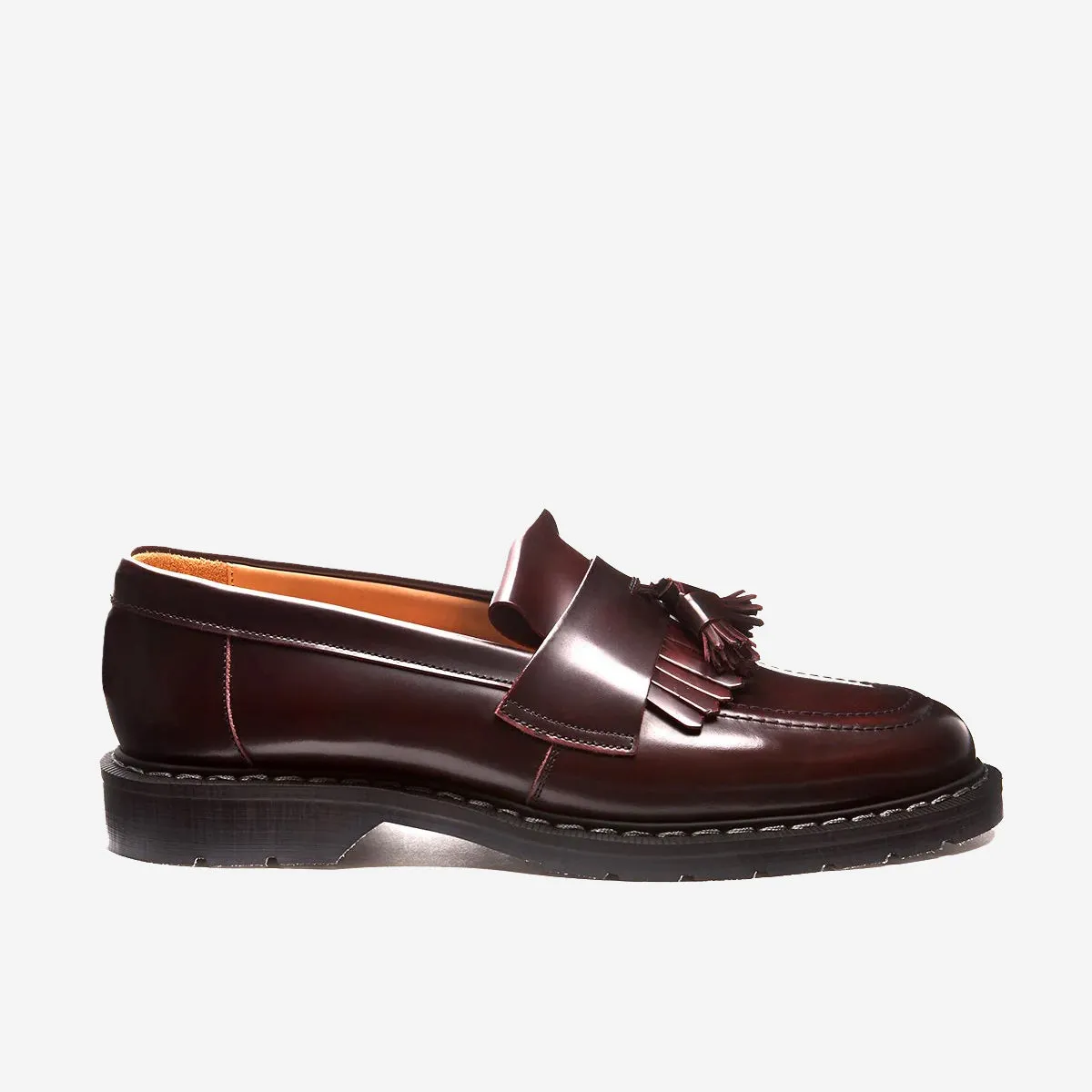 Tassel Loafer with Long Fringe - Burgundy Rub-Off