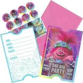 Trolls World Tour Postcard Invitations - 8 Pkt