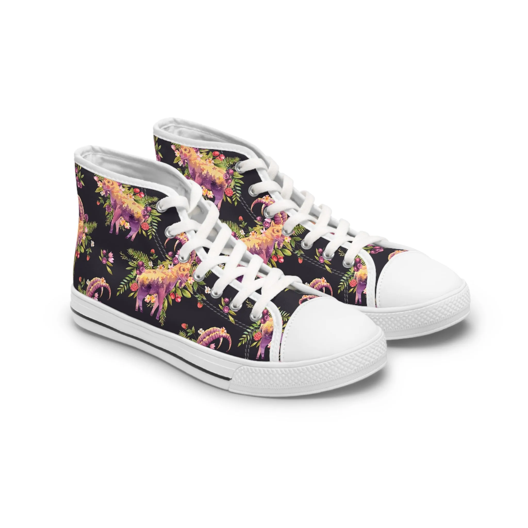 Watercolor Goat Women's High Top Sneakers