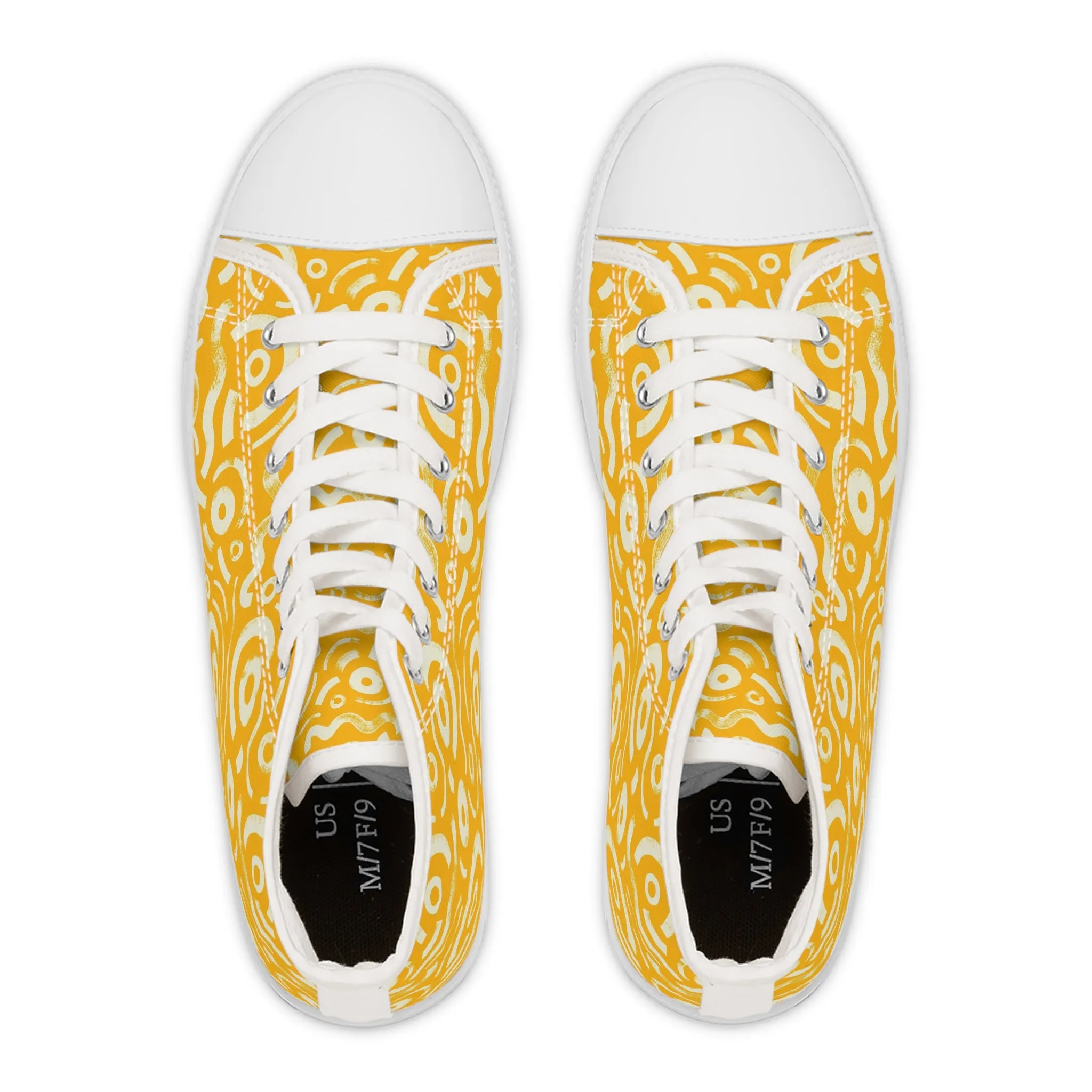 Yellow Bold Circular Shapes Women's High Top Sneakers