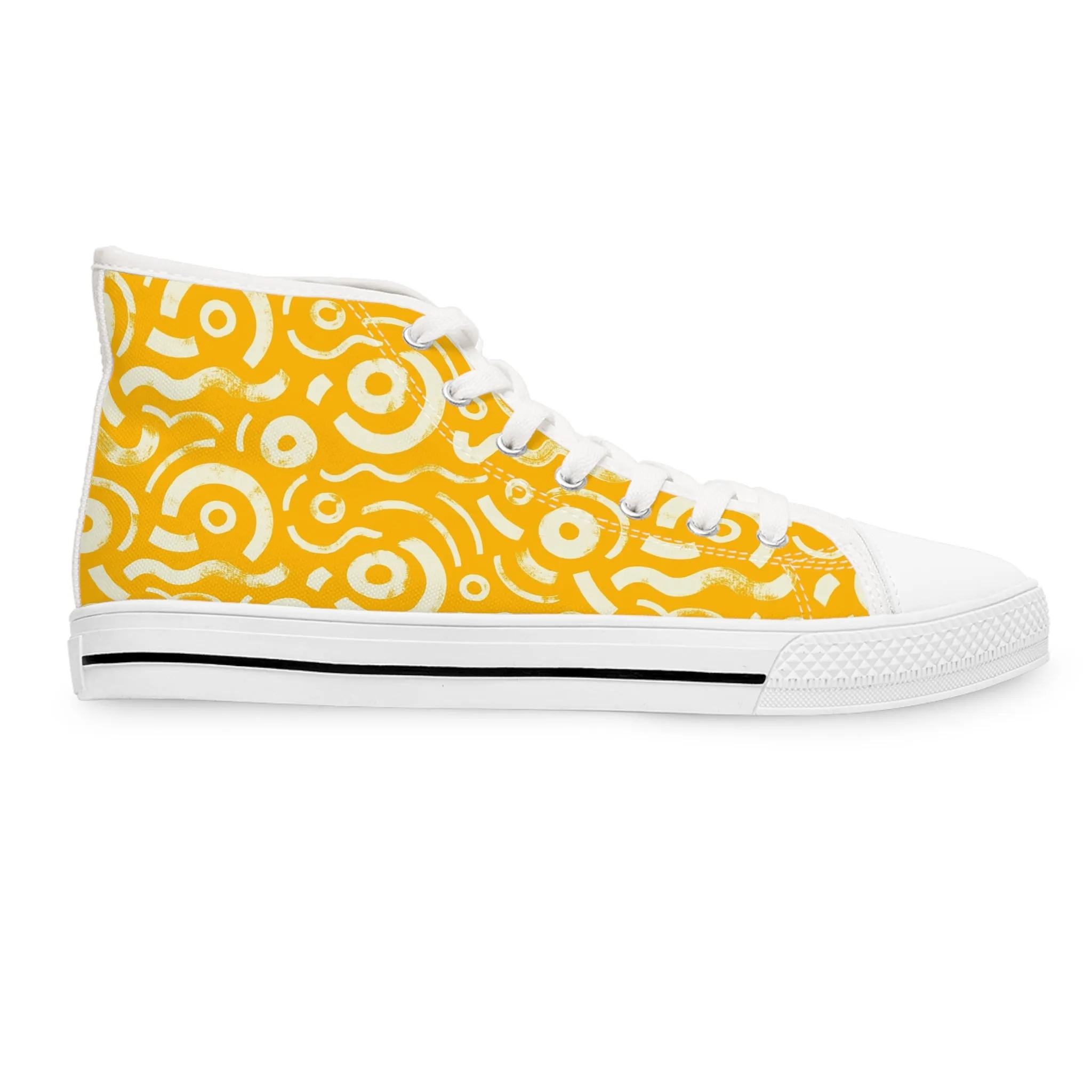 Yellow Bold Circular Shapes Women's High Top Sneakers