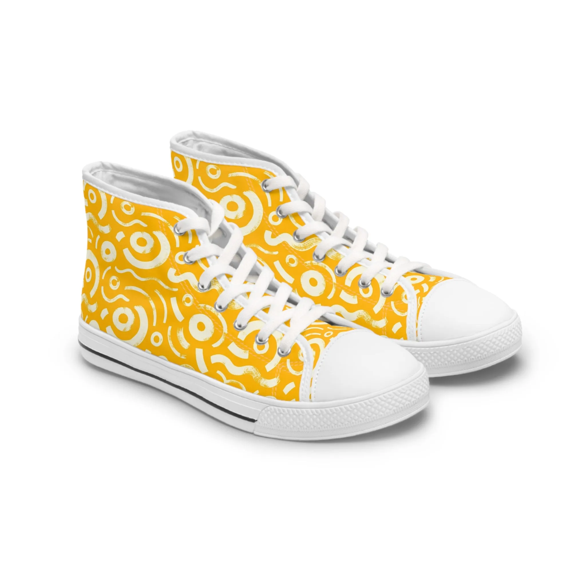 Yellow Bold Circular Shapes Women's High Top Sneakers