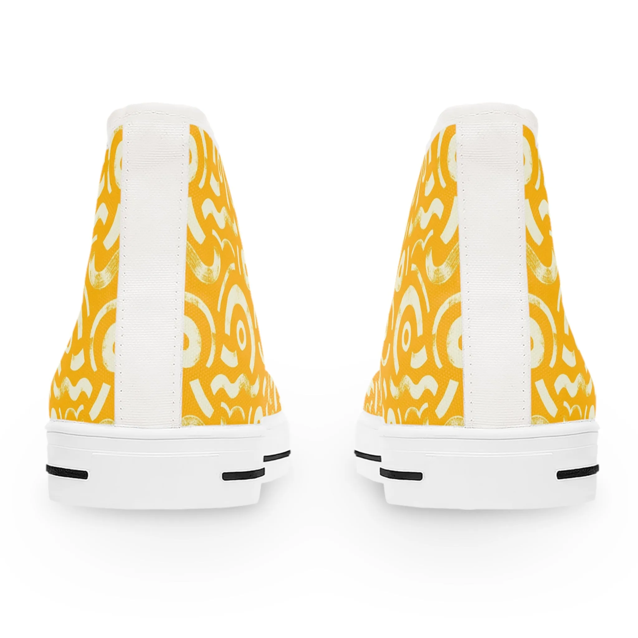 Yellow Bold Circular Shapes Women's High Top Sneakers